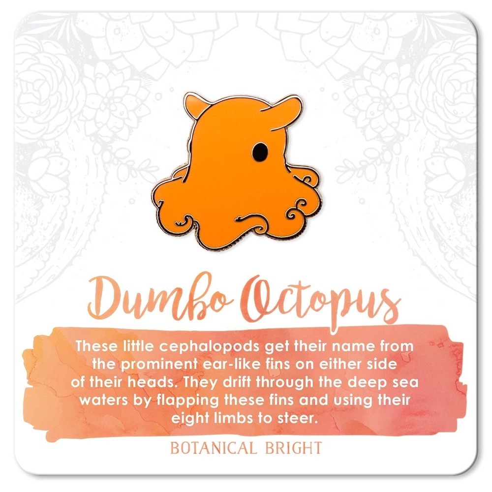Dumbo Octopus Enamel Pin - Gold Plated Nature Jewelry - Ocean & Sea Life Brooch‎
